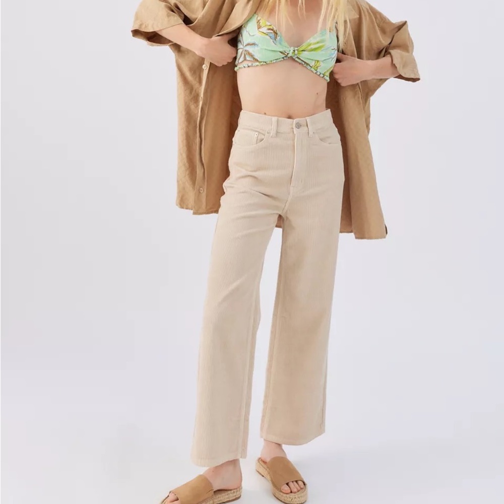 Urban Outfitters BDG high and wide corduroy pants ivory